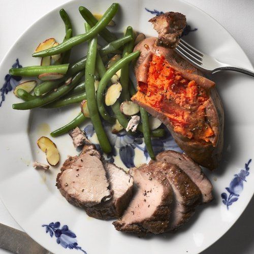 Pollo al horno con champiñones y batata