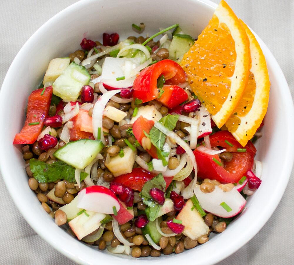 recetas de ensaladas de lentejas con frutas